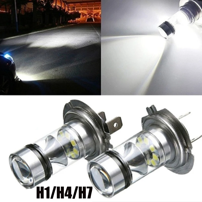 100W Cree Led Car Fog Light H4 H7 White Light Super Bright Fog Lamp Bulb Plug