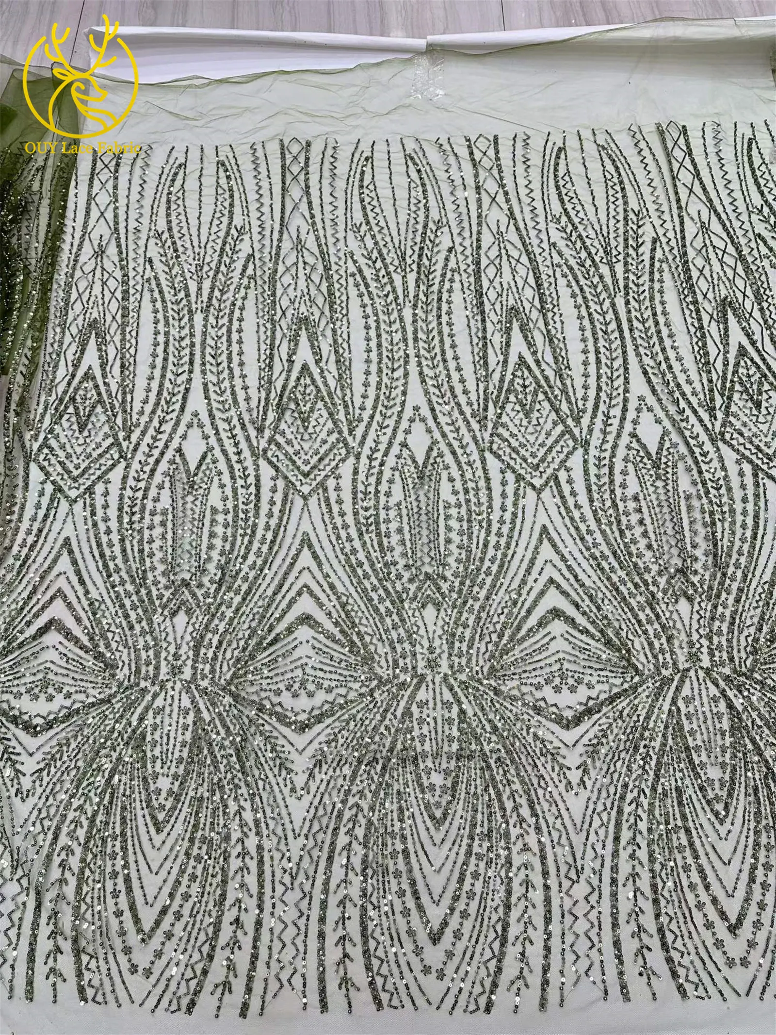Exquisiter bunter afrikanischer Perlen-Mesh-Spitzenstoff, 5 Yards, hochwertiger französischer Tüll-Spitzenstoff zum Nähen von Brautkleidern – Detail 27