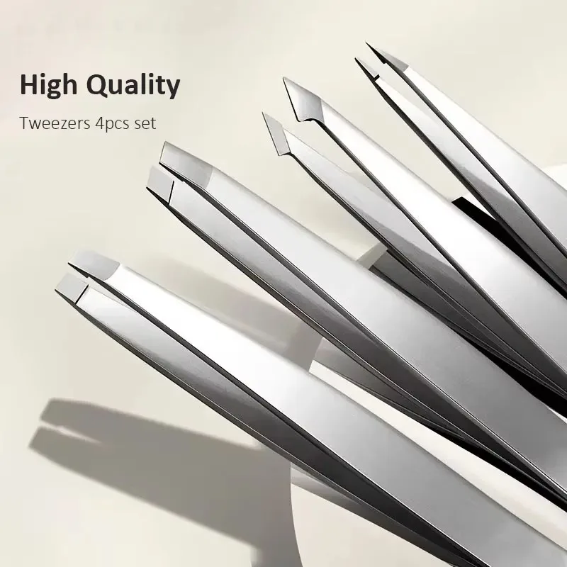 4pcs Set Professional Tweezers Set Perfect For Eyebrow Hair Removal Splinter Very Effortless and Relaxed to Remove