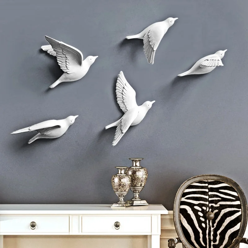 

5pcs 3D Pigeon Wall Hanging Wall Paste Creative Porch Sofa Background Wall Living Room Home Crafts Decoration