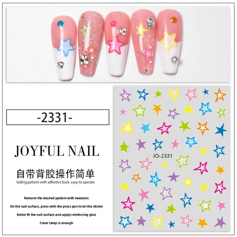 

Nail Stickers Come with Back Glue Macaron Series Five Pointed Star Heart Japanese Nail Stickers Nail StickersJewelry Accessories