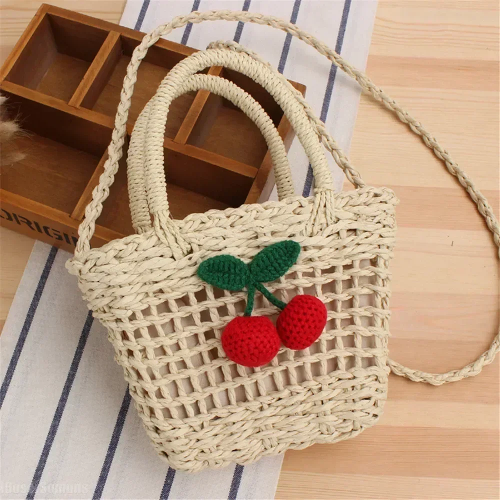 DIY Cherry Ornaments Knitted Woolen Yarn Hook Weaving Craft Supplies Clothing Hat Shoe Key Chain Earring Decor Pendant 10Pcs