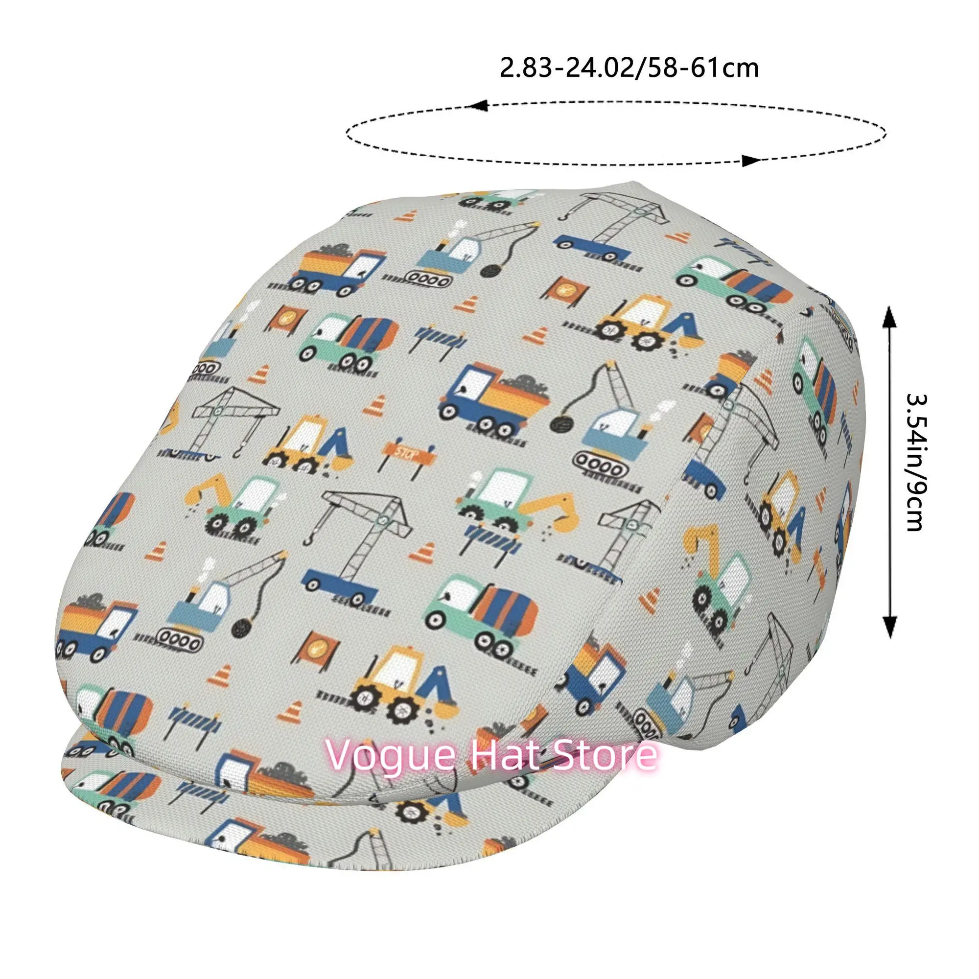 1pc Interesting Engineering Car Prints for All-Over Printed Beret, Retro Newsboy Cap, Unisex, Must-Have Fashion Accessory for Ou