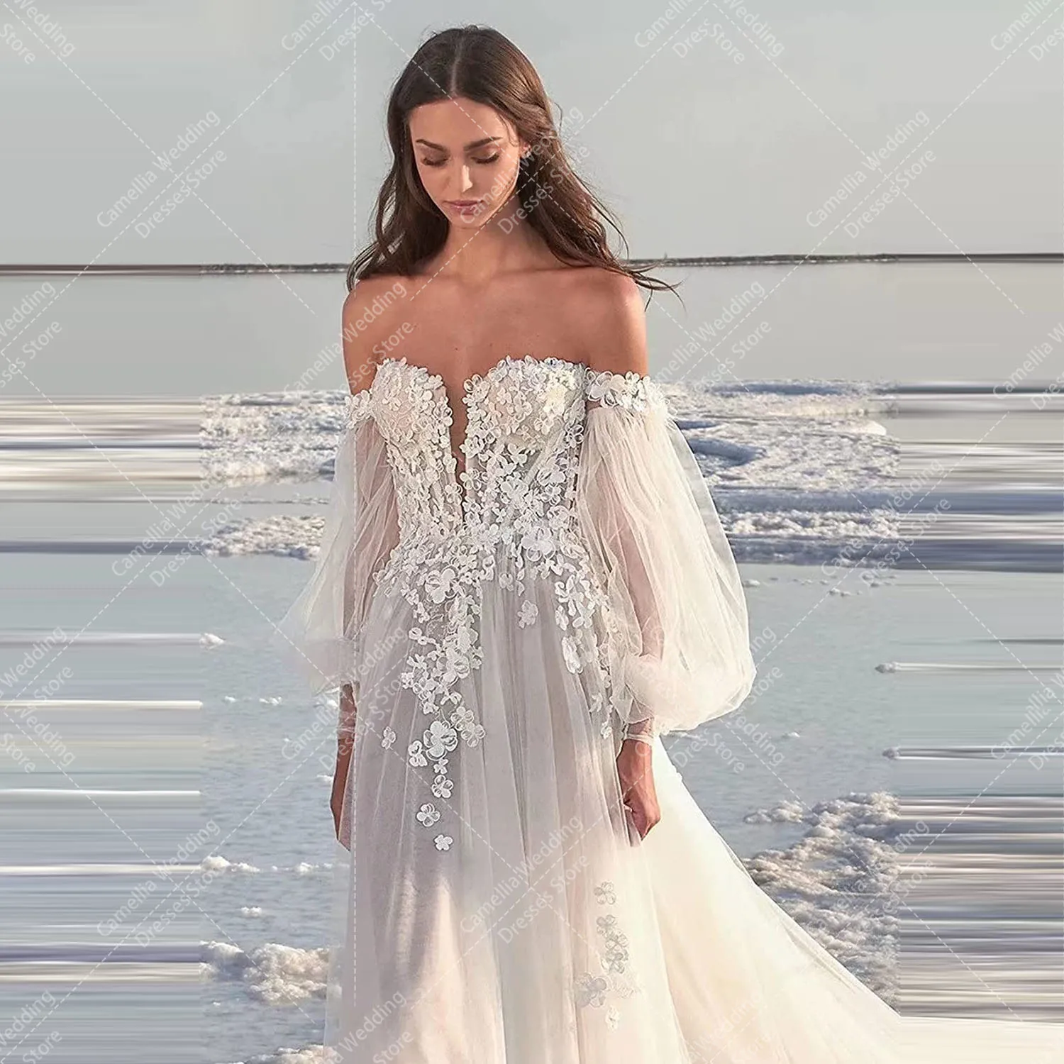 Lindos vestidos de noiva boho para mulheres, apliques princesa querida, vestidos de noiva formais, elegante A Line, 2024