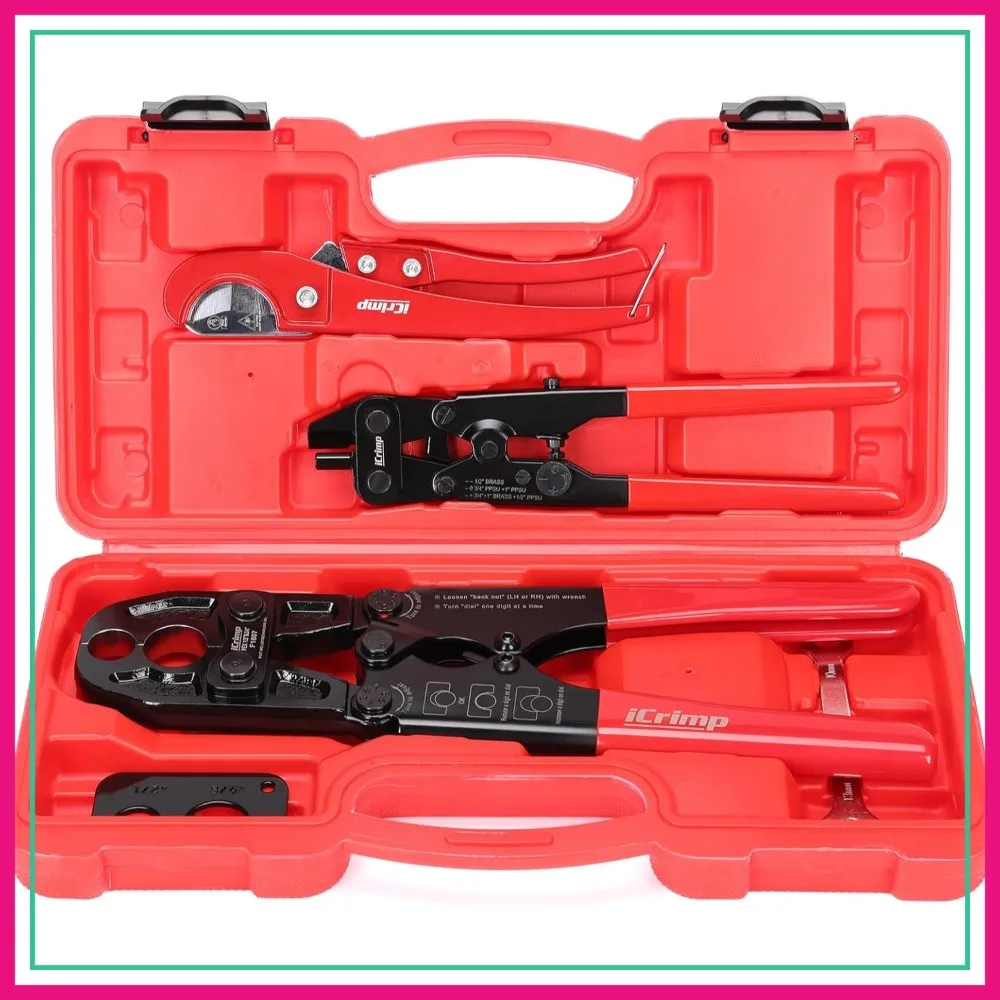 

Pex Pipe Crimping Tool Kit for 1/2 3/4-Inch Copper Ring with Cutter