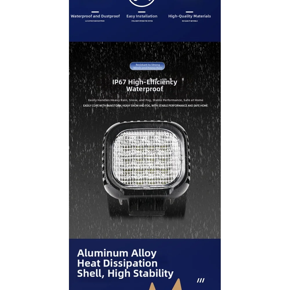 Multi Voltage Led Work Light Led Work Light Off-road Lamp 48W LED Work Light Front Mount Headlamp Flood Beam Pattern