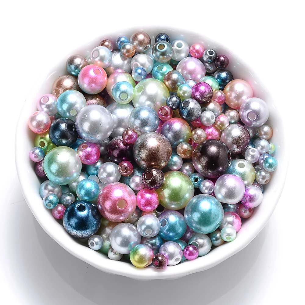 4/6/8/10mm Gemischte Größen Meerjungfrau Aurora ABS Imitationsperlen Runde Abstandsperlen für DIY Schmuckherstellung Armband Halskette Zubehör – Detail 6