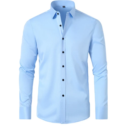 Imagen 2 del producto 6XL primavera y otoño ocio de negocios sociales Slim Fit fino blanco puro camisa de manga grande para hombres moda y fácil de usar