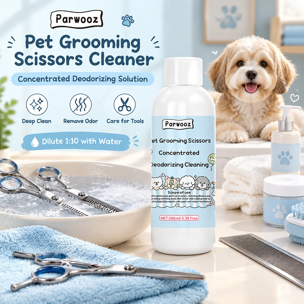 Pet Grooming scissors concentrated deodorizing cleaning, Remove Hair Grease & Odor, Disinfect Maintenance Liquid for Pet Tools