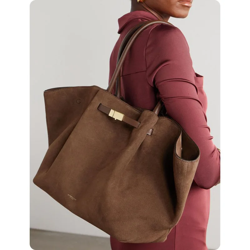 

Cross border new high-end suede frosted tote bag for commuting retro one shoulder hand-held armpit bag