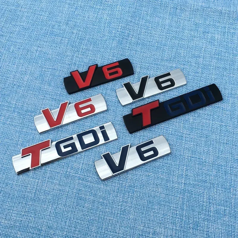 Araba Styling Metal V6 motor logosu amblem gövde spor Turbo oto rozet 3D Sticker çıkartma aksesuarları