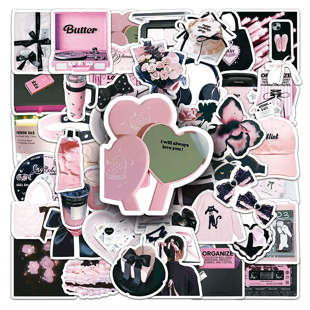 10/30/52pcs Pink Aesthetic INS Style Graffiti Stickers Cute Cartoon Decals DIY Suitcase Motorcycle Helmet Waterproof Sticker Toy