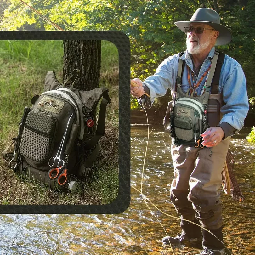 Fly Fishing Chest Pack Lightweight Breathable Tackle Storage Crossbody Waist Pack Wear Resistant Outdoor Fishing Storage Bag