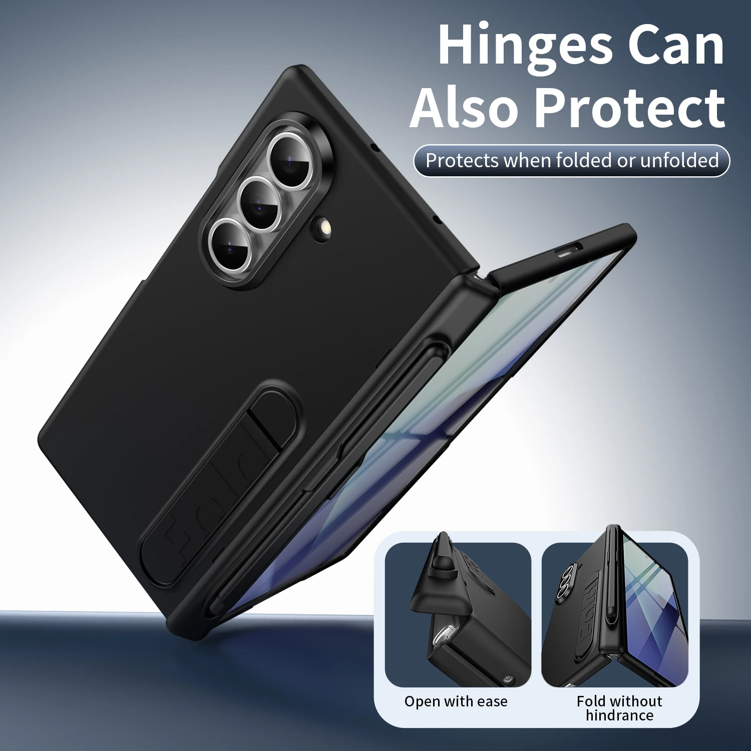 حافظة لهاتف سامسونج جالاكسي Z Fold3 4 5 6 7 مع قلم S وواقي شاشة غير مرئي قابل للطي ومفصلات حماية للهاتف غطاء كامل