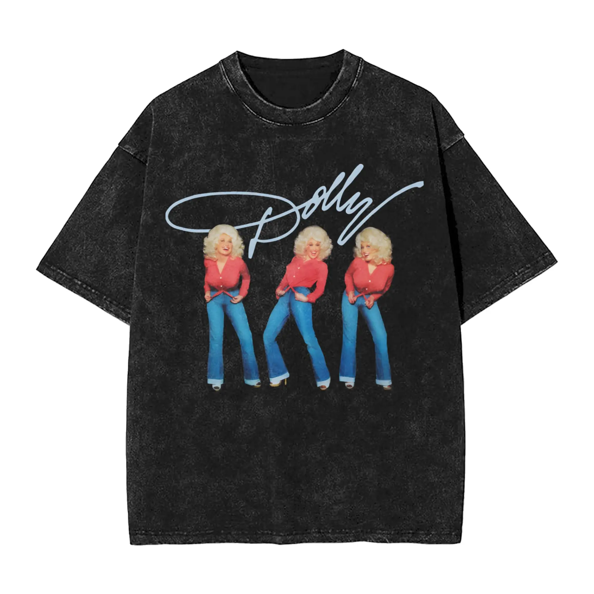 Vintage Washed T Shirt Dolly Parton Memorial  Simple T Shirts  Novelty Tshirt for Men Summer Awesome Casual Clothes