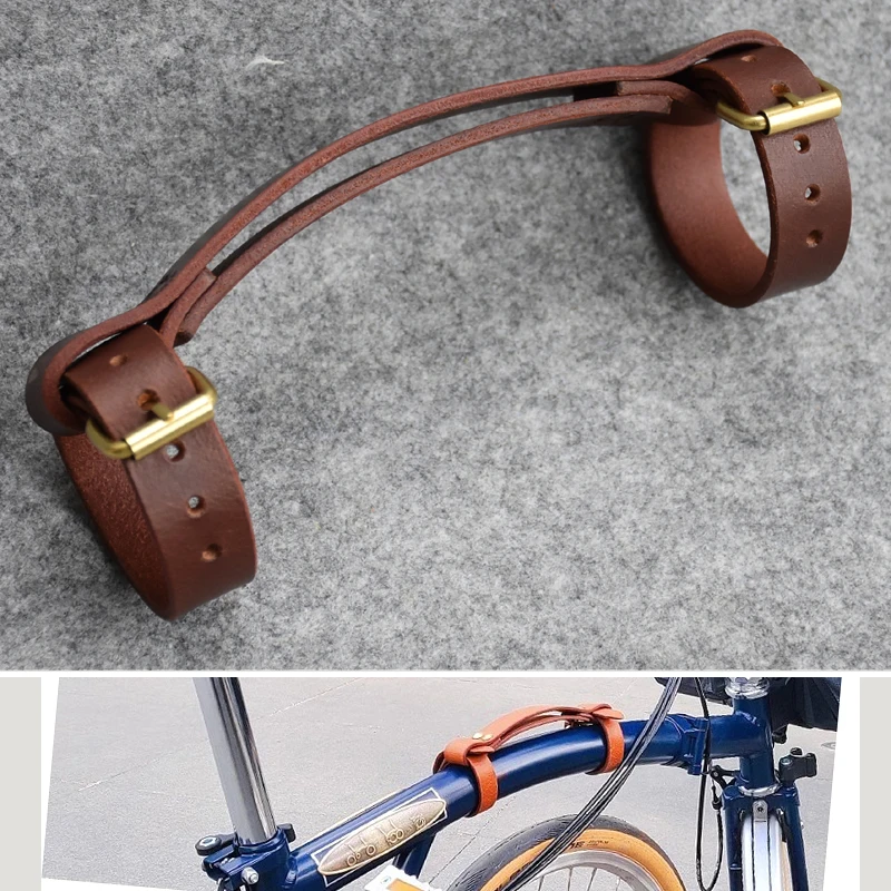 First Layer Cowhide Folding Bicycle Handbag With Genuine Leather Handle Suture/Screw Style