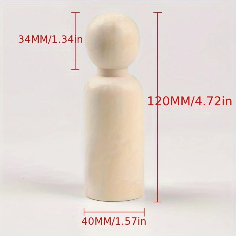 Pack of 2 Unfinished Wooden Peg People for DIY Crafts and Painting Wood Peg Dolls 4.75 inch