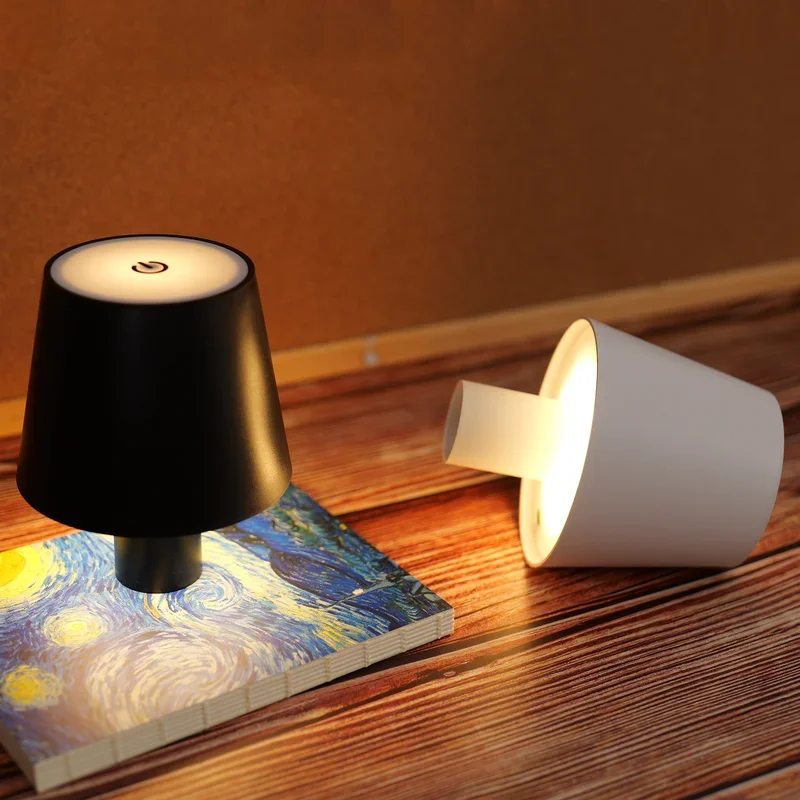 LED Rechargeable Table Lamp Wireless Desktop Bedside Mood Night Light Bedroom Study Office Bar Outdoor Club Cafe Decor