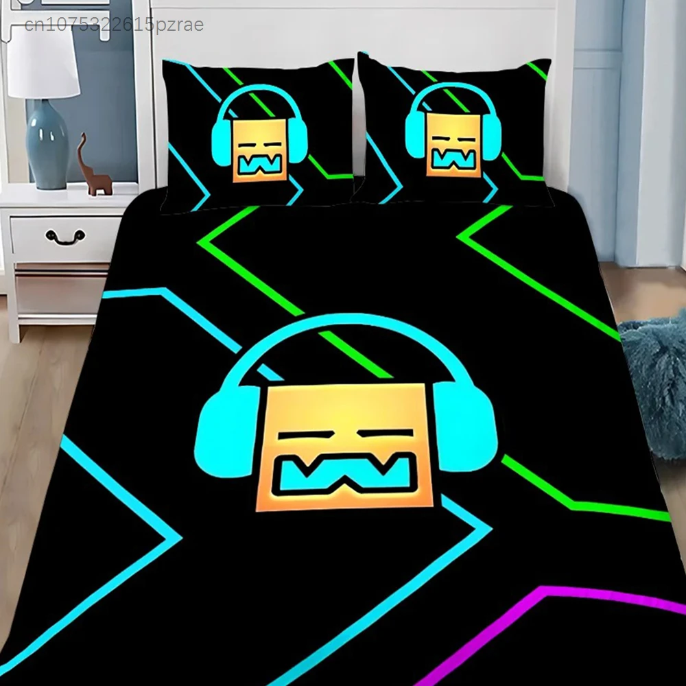 Video Game Duvet Pillowcase Bedding Set Adult Boy G-Geometry Dash Girl Bedroom Decoration Children Gift Single Double Large Size