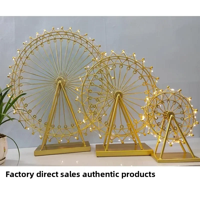 Nordic Style Building Small Ferris Wheel Pure Hand Decoration Small Ornament Luminous Bookshelf Living Room Partition Wine