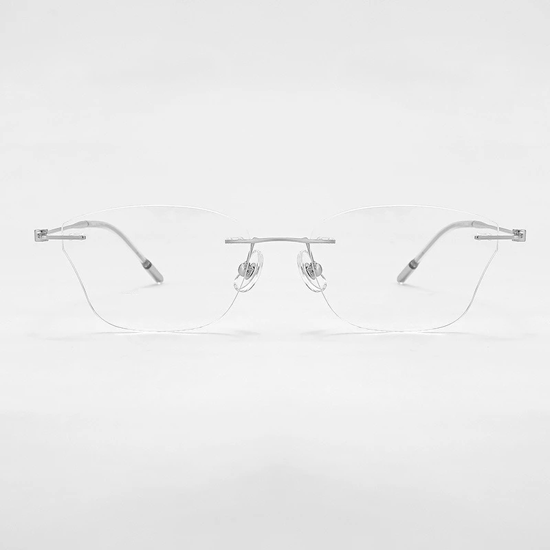 Business style pure titanium frameless prescription glasses frame polygonal for women, customizable anti blue light
