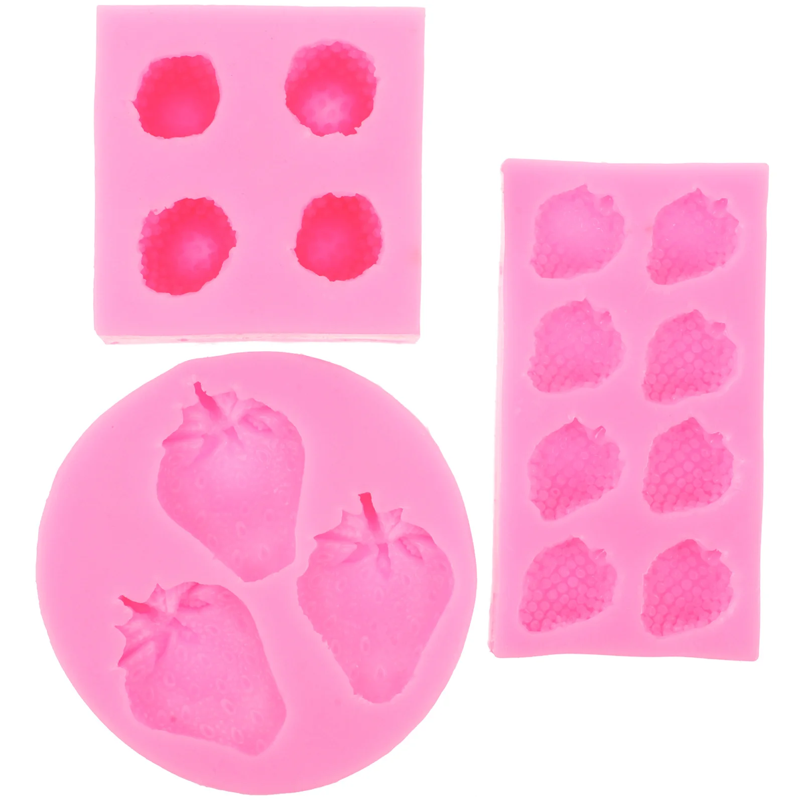 แม่พิมพ์ซิลิโคนรูปสตรอว์เบอร์รี 3 ชิ้น แบบยืดหยุ่น ใช้ซ้ำได้ สำหรับงานหล่อผลไม้ ทำเครื่องประดับอีพ็อกซี่ งานฝีมือ อุปกรณ์อบขนม น้ำหนักเบา พกพาสะดวก