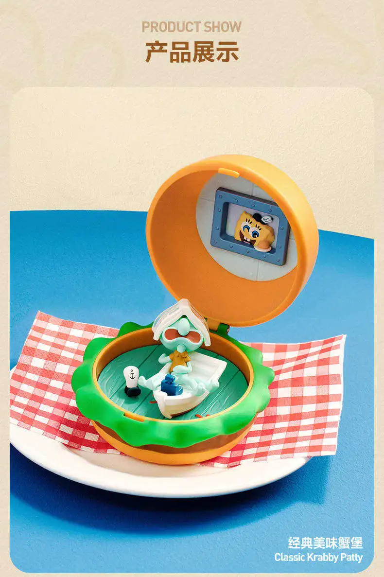 Original POPMART SpongeBob Krabby Patty Blind Box Sammlerstück Mini-Figur Heim Auto Desktop Dekoration Ornament Überraschungsbox Spielzeug – Detail 15