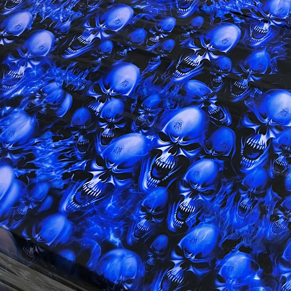 Width 100CM Water Transfer Printing Film  Blue Skull Pattern 10 Sq.meters Hydro Dip Print Film