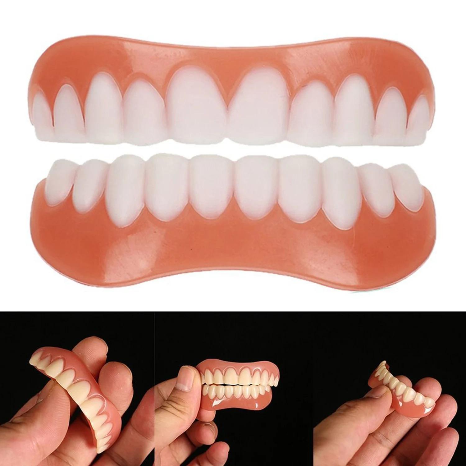 Temporary Silicone Denture Instant Smile Artificial Teeth Veneers Comfortable Oral Whitening Braces Sticks Dental Repair Cover