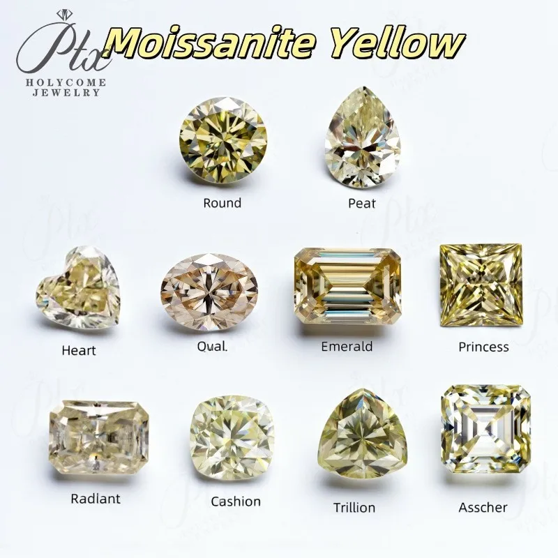 

Роскошные желтые муассанитовые камни — круглые/овальные/в форме сердца, идеально подходящие для обручальных колец, браслетов и подвесок