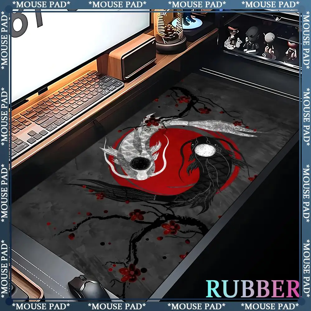 

Gaming mouse pad Koi Taichi yin-yang fish Neutral Table Mats Computer mousepad Company Big 100x50cm Large Gamer teclado desk mat