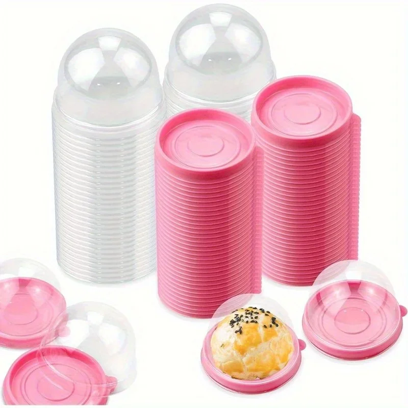 Cupcake Carriers with Clear Lid - Disposable Mid-Autumn Festival Mooncake Mold Boxes for Christmas, Halloween, Wedding