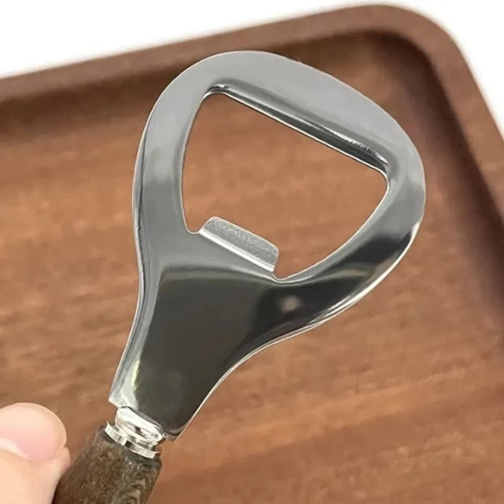 New Wooden Handle Stainless Steel Handheld Beer Bottle Opener Can Opener Kitchen Use