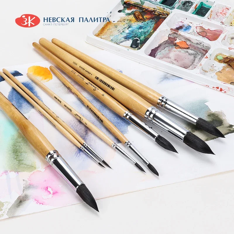 1Pc Russian White Nights Sonnet Artists Grade Professional Squirrel Hair Painting Brush Pen, For Watercolor, Gouache Painting