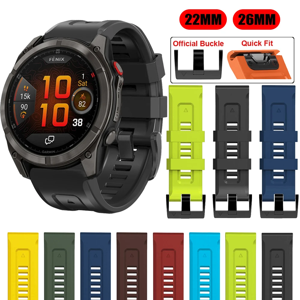 QuickFit 22 mm 26 mm Silikonarmband für Garmin Fenix 8 Pro 7X 6X Epix Pro 47 51 mm TACTIX DELTA Instinct 2X Armband