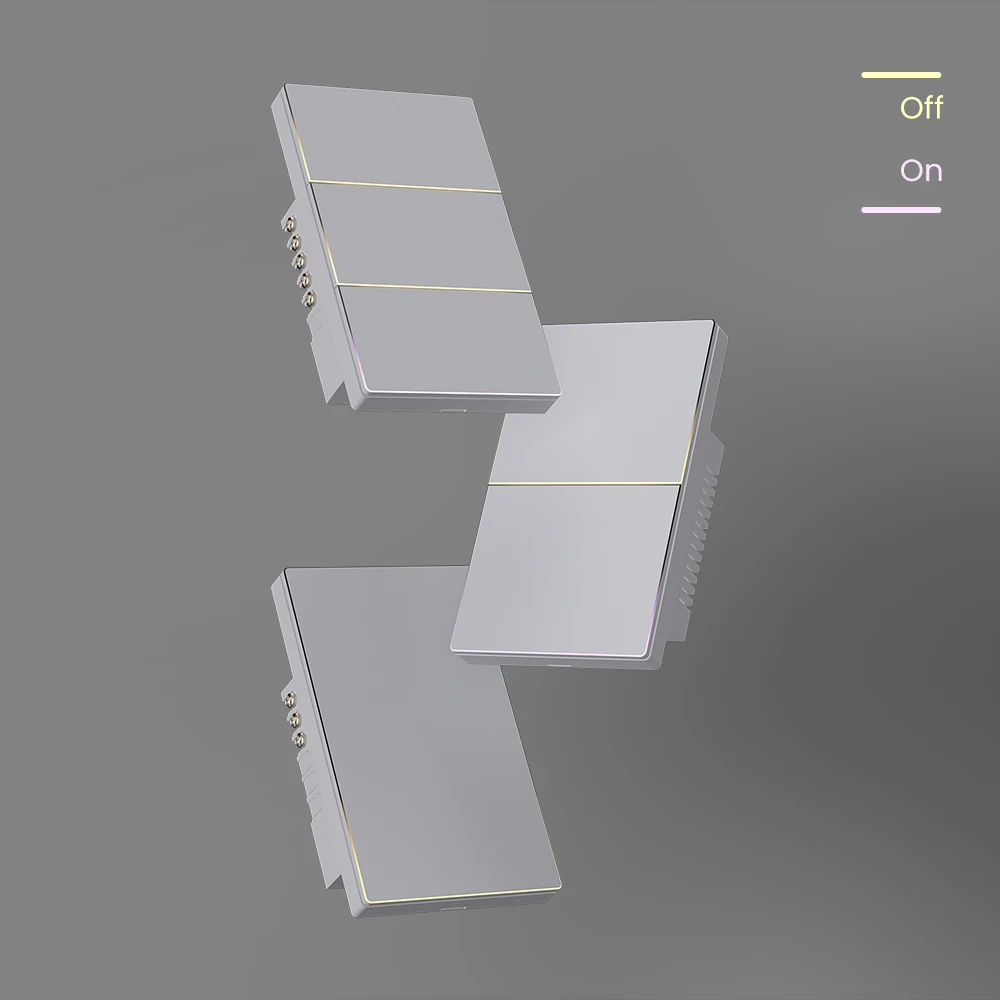 MIUCDA Tuya WiFi Smart Light Switch US Standard 1/2/3/4 Gang Push Button Switch With Ambient Light Work for Alexa Google Home