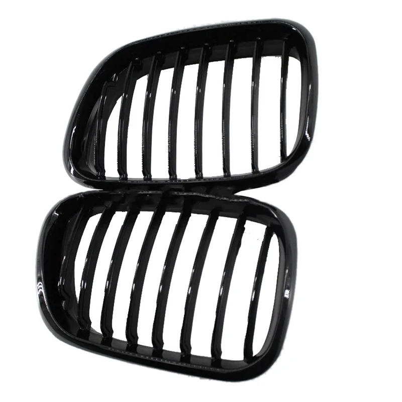 Car Front Grille Grill L&R Hood Bumper Kidney Grilles Gloss Black For -BMW E53 X5 1999 2000 2001 2002 2003 Pre-Facelift