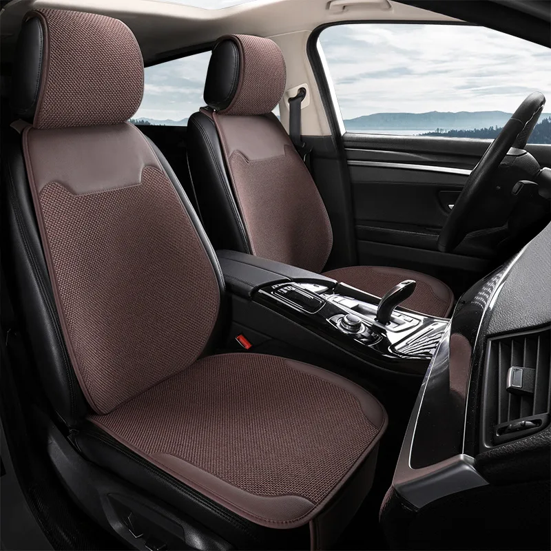 

Всесезонные универсальные чехлы для автомобильных сидений из льна: перфорированные, дышащие, противоскользящие, для защиты сидений автомобиля, подушки для автокресел