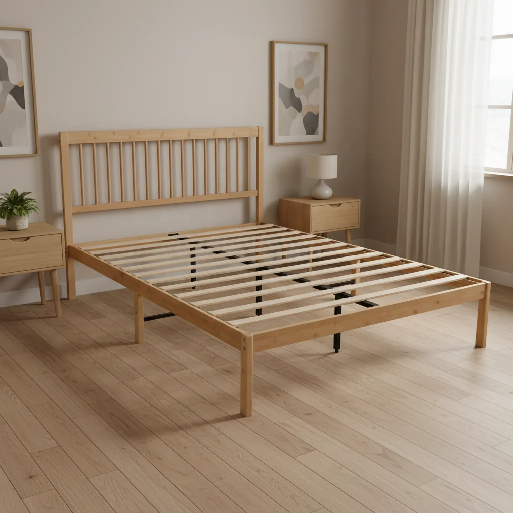 

Современная кровать-платформа из массива дерева с ящиками для хранения, стальной решеткой и бамбуковым каркасом. Экологичная, компактная, бесшумная, прочная. Распродажа!