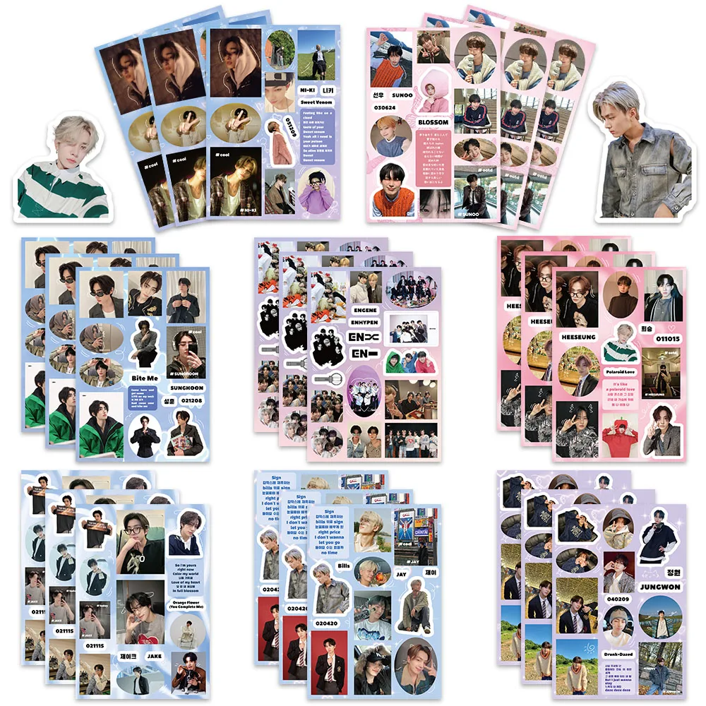 8Sheets Puzzle Korean Kpop Team Souvenir Stickers DIY Music Boy Band Decoration Scrapbook Phone Laptop Stationery Gift Sticker