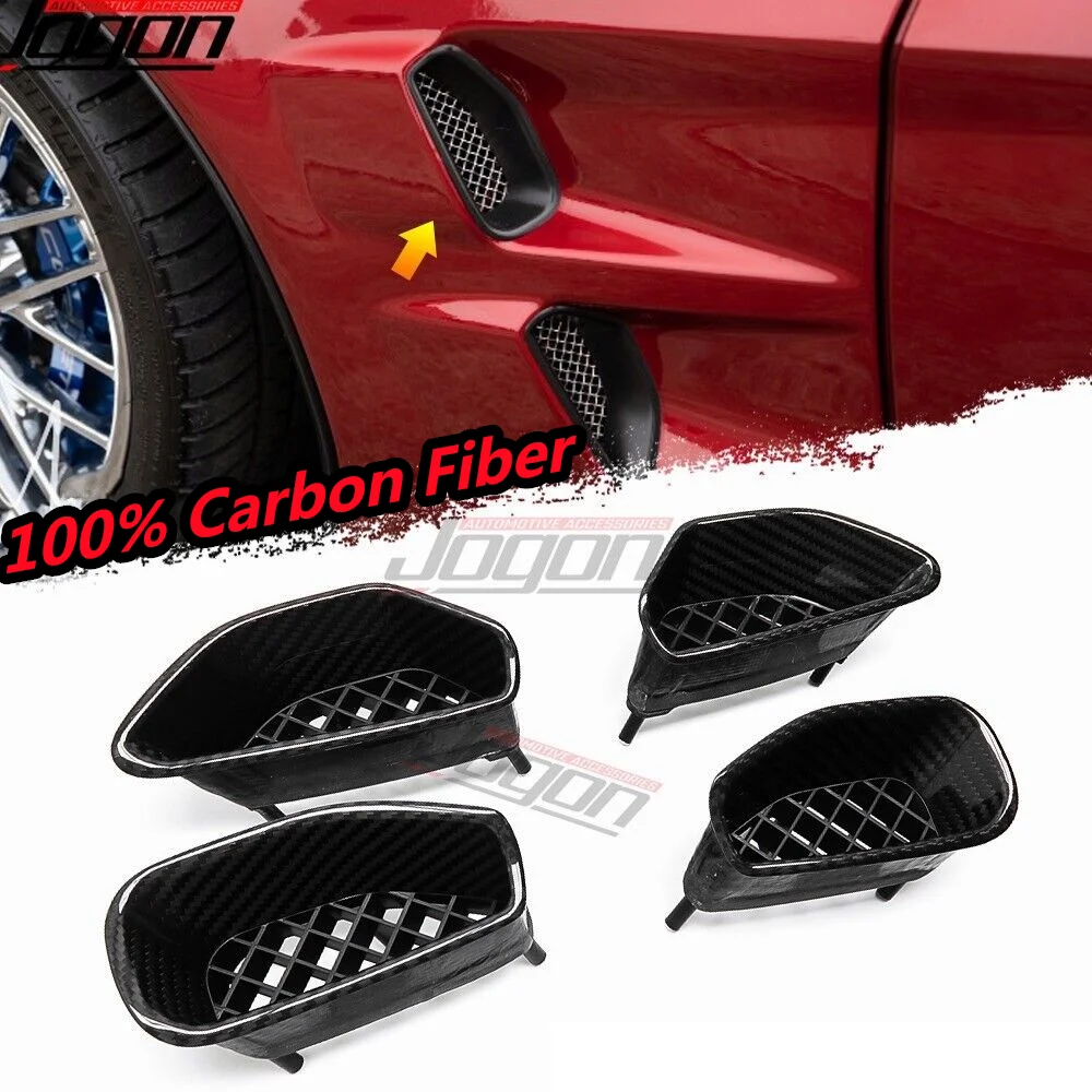 Real Carbon Fiber Side Intake Cover For Chevrolet Corvette C6 ZR1 2005 - 2013 Front Side Fender Vent Cover Duct Exterior Decor