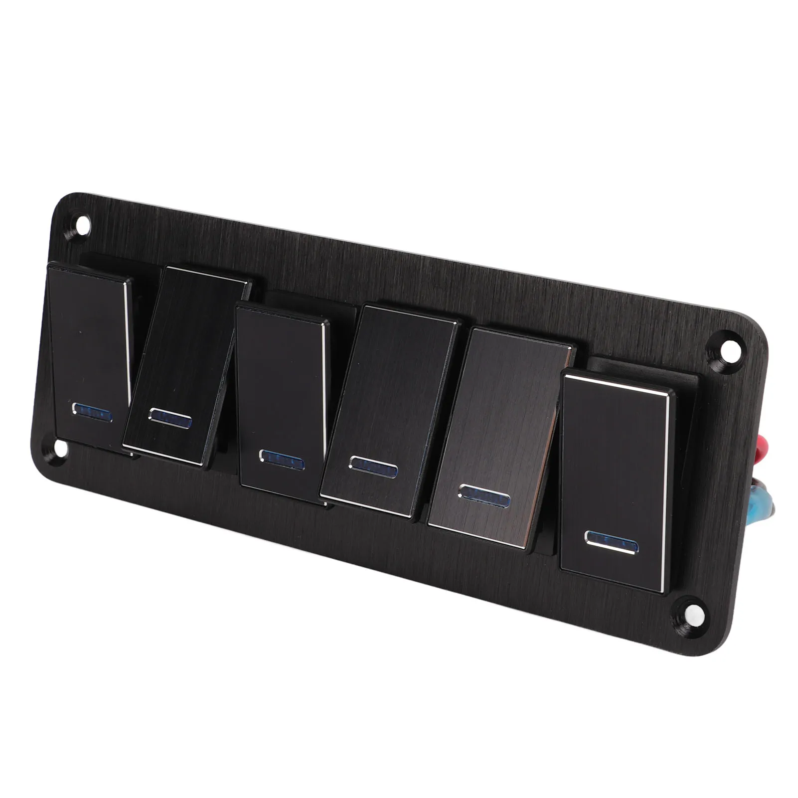 6 Gang Waterproof Toggle Switch Panel DC12V to 24V 3PIN Blue Background Light 30A Pre Wired for RV Yacht Car