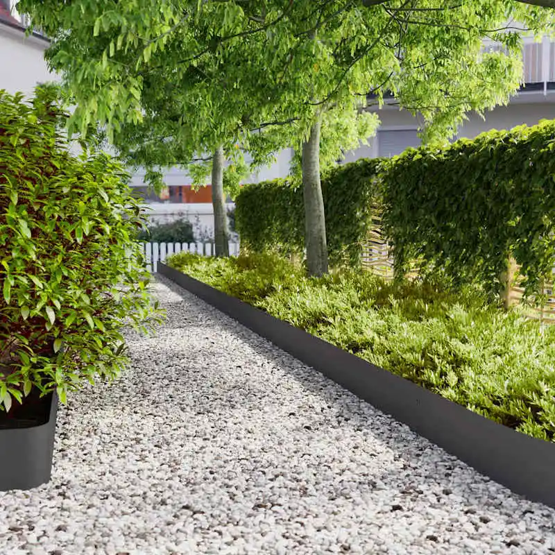 Lot de 10 bandes de bordure de jardin en acier laminé à froid, bandes de bordure de jardin noires, séparateur de paysage flexible pour allées de jardin et parterres de fleurs, 20x103 cm