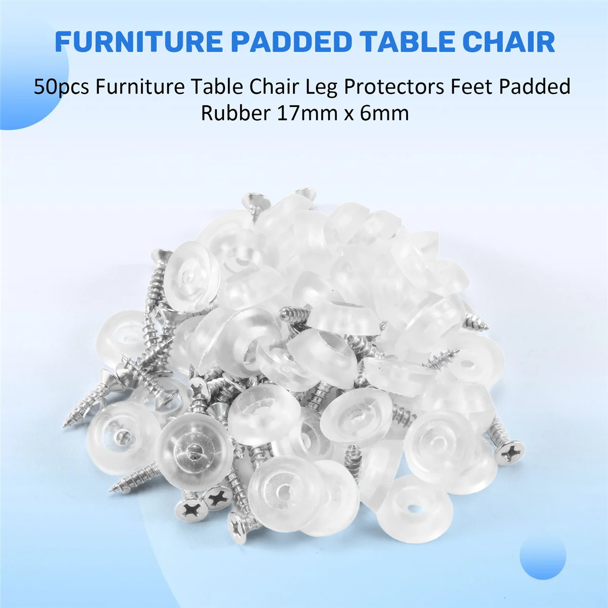 A99U 50pcs Furniture Table Chair Leg Protectors Feet Padded Rubber 17mm x 6mm