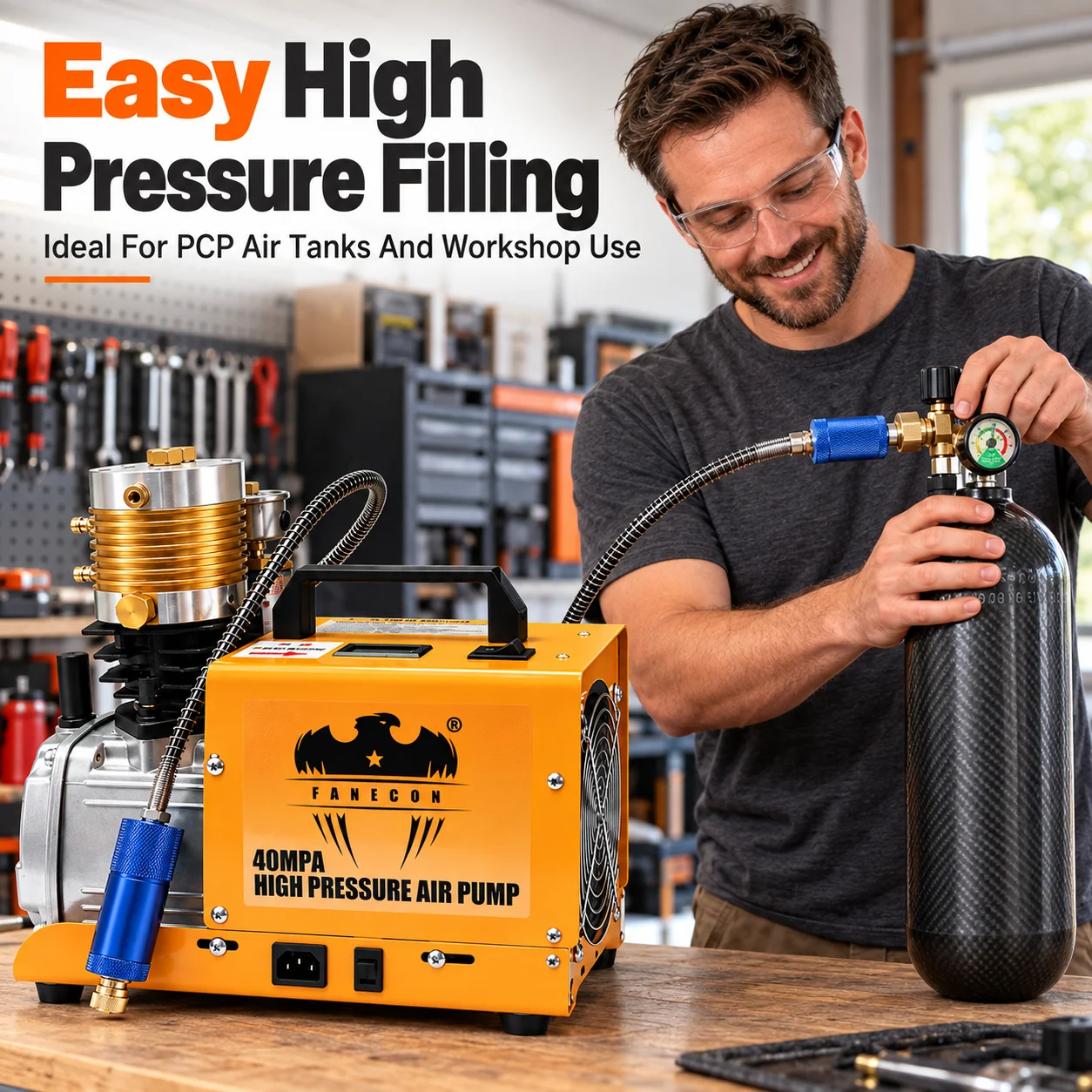 AOLIVIYA 1800W PCP Air Compressor 40MPa 400Bar High Pressure Electric Air Pump Water Cooled Airgun Cylinder Tank Inflator