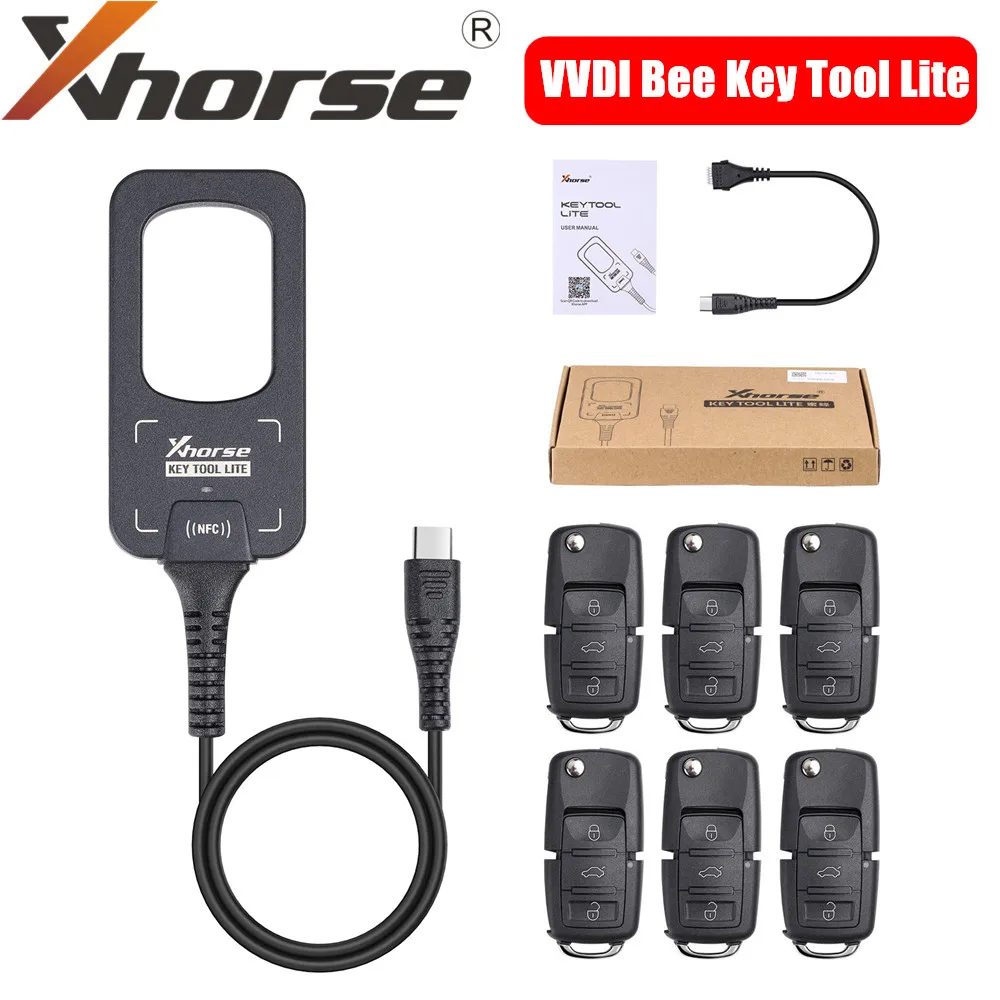 Xhorse VVDI BEE Key Tool Lite Frequency Detection Transponder Clone with 6 XKB501EN Wire Key Support Android with Type C Port 