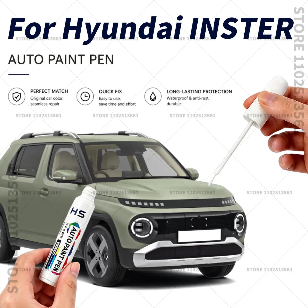Touch Up Paint Pen Quick Repair Car Scratch Chip Paint Brush For 2024-2026 Hyundai INSTER Aero Silver Green Atlas White Oange