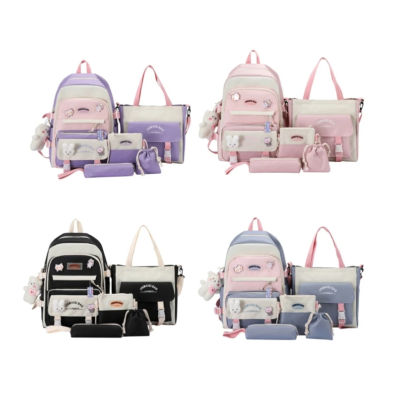 

Backpack for Girls Kids School Bag Set Bookbag Pencil Women Casual Daypack Suitable for 13.3-15 inch Laptop