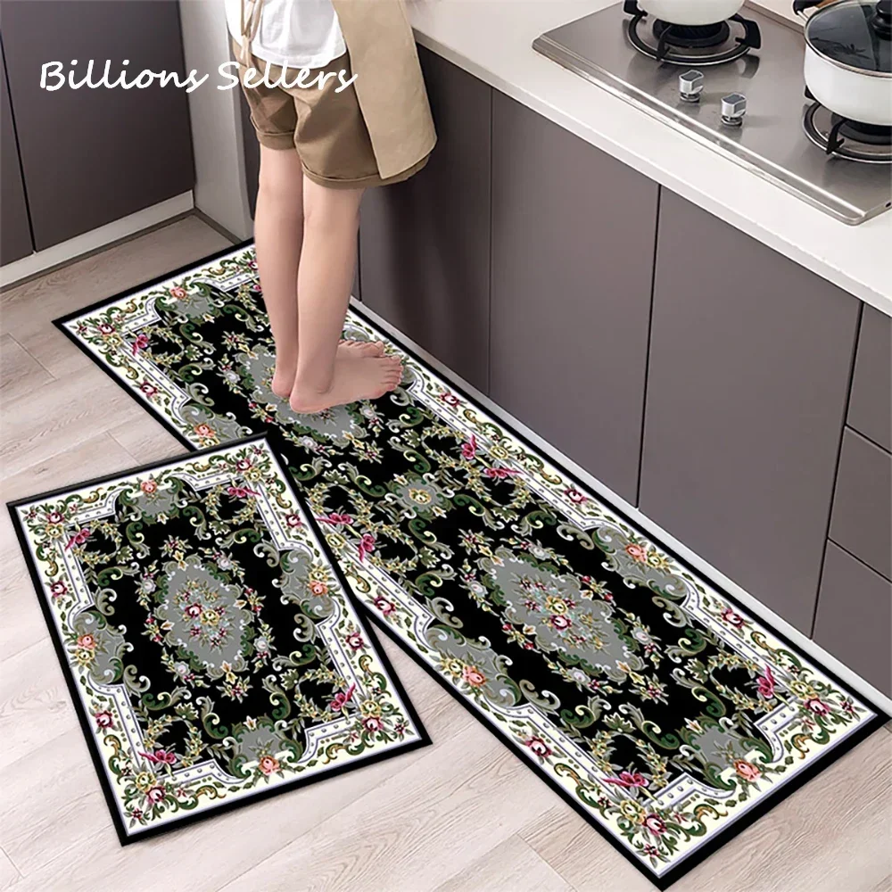 VIKAMA American Vintage Non-slip Diatomaceous Earth Carpet Kitchen Bathroom Entry Door Soft Absorbent Mats Home Decor