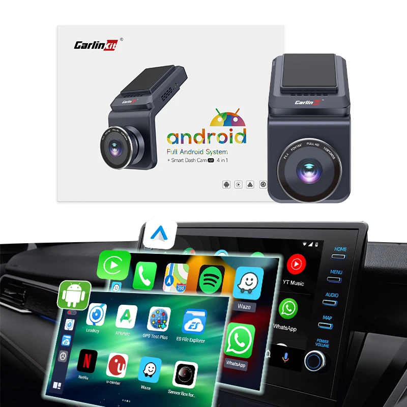 Carlinkit Wireless Carplay Car Dashcam Ai Box Wireless Android Auto 4G 64GB Android 13 Dashcam Carplay For Youtube Netflix